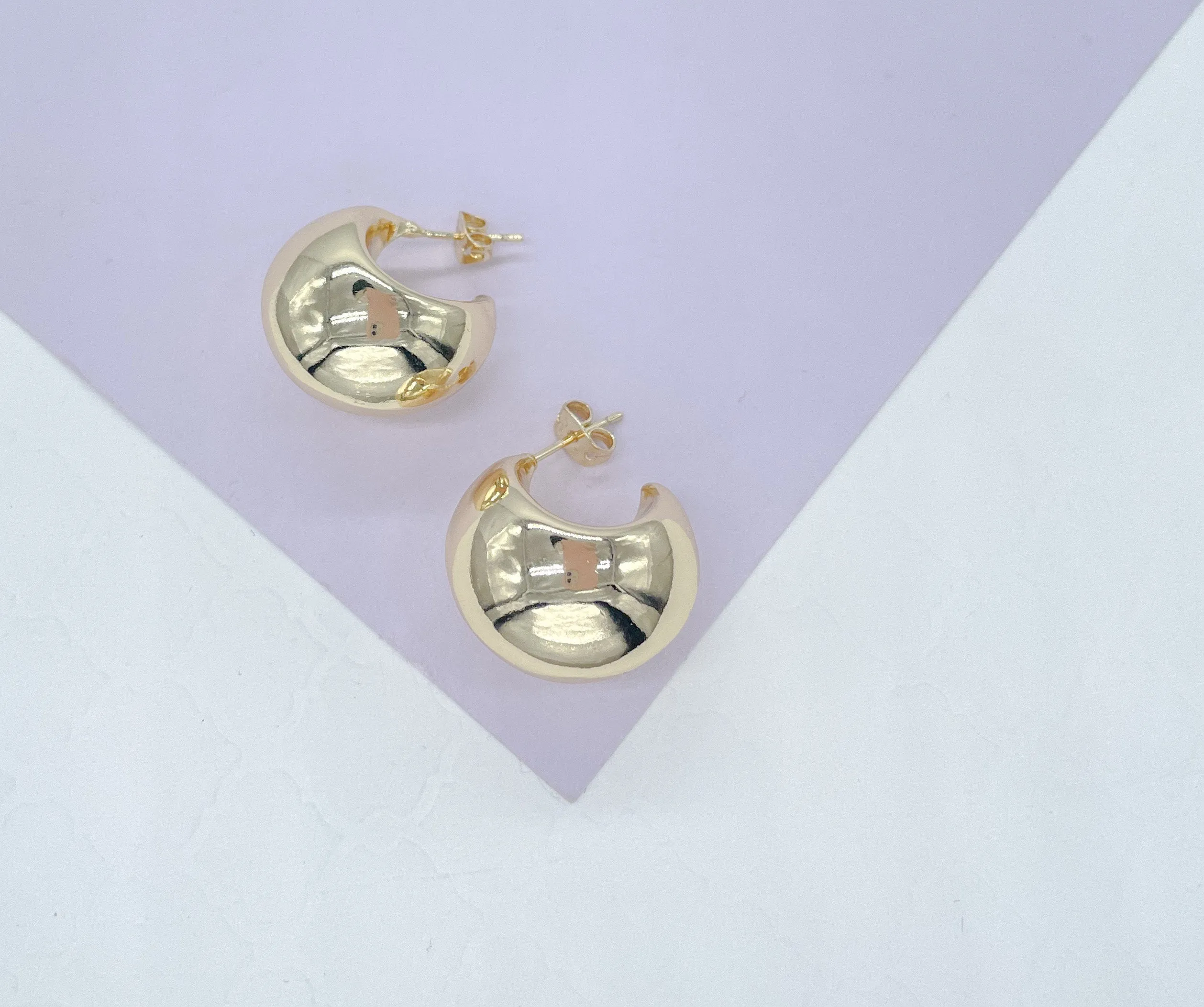 Gorgeous 18k Gold Filled Dome Shaped Tear Drop Hoop Earrning
