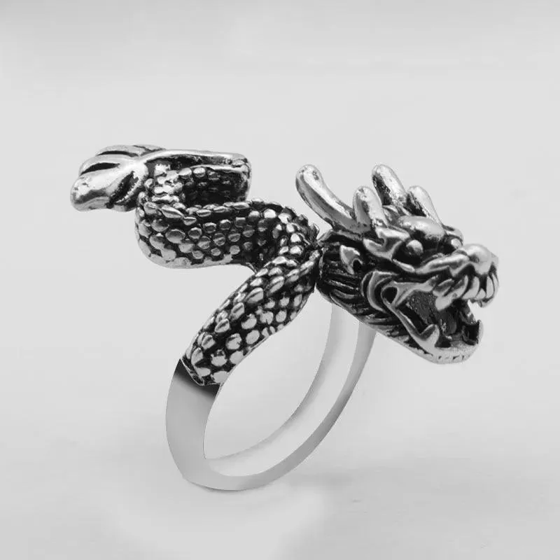 Gothic Punk Dragon Retro Viking Animal Adjustable Finger Rings for Women and Girls - Personality Magical Jewellery Gifts
