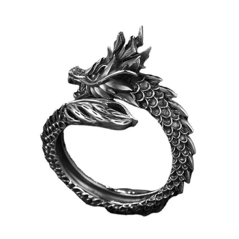 Gothic Punk Dragon Retro Viking Animal Adjustable Finger Rings for Women and Girls - Personality Magical Jewellery Gifts