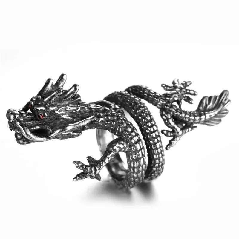 Gothic Punk Dragon Retro Viking Animal Adjustable Finger Rings for Women and Girls - Personality Magical Jewellery Gifts