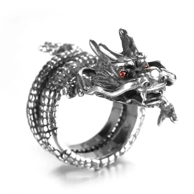 Gothic Punk Dragon Retro Viking Animal Adjustable Finger Rings for Women and Girls - Personality Magical Jewellery Gifts
