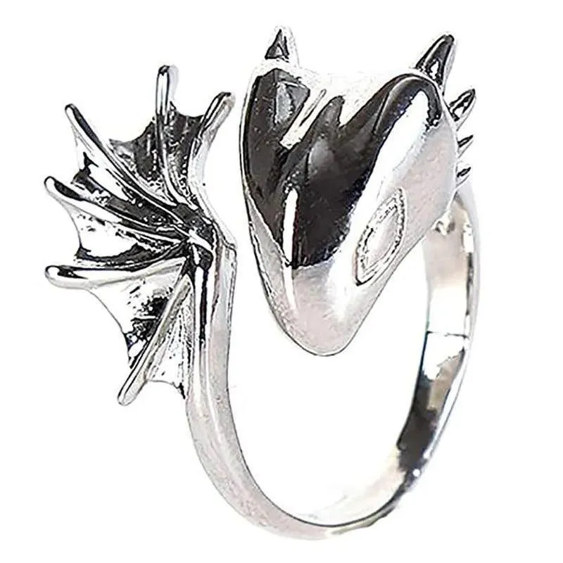 Gothic Punk Dragon Retro Viking Animal Adjustable Finger Rings for Women and Girls - Personality Magical Jewellery Gifts