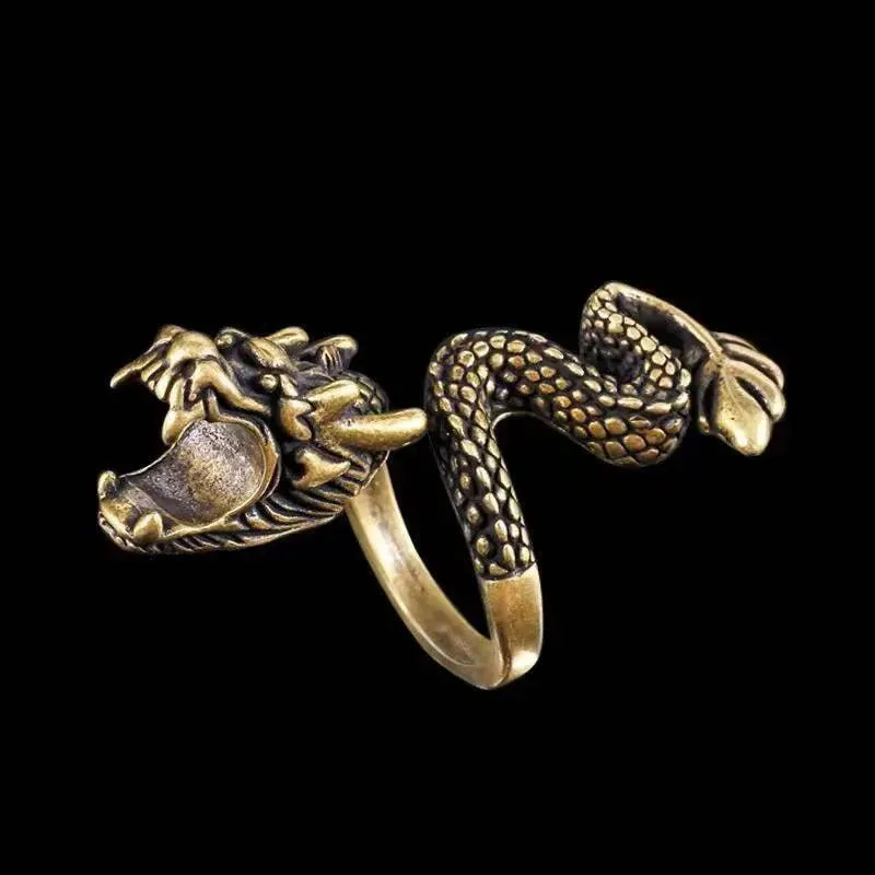Gothic Punk Dragon Retro Viking Animal Adjustable Finger Rings for Women and Girls - Personality Magical Jewellery Gifts