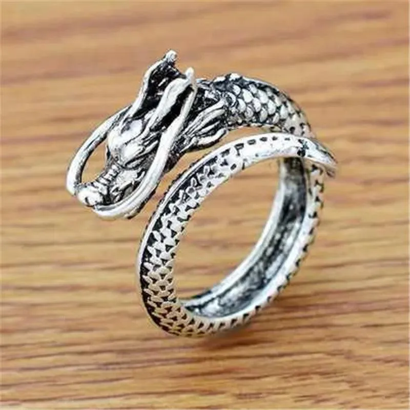 Gothic Punk Dragon Retro Viking Animal Adjustable Finger Rings for Women and Girls - Personality Magical Jewellery Gifts