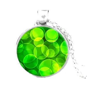 Green Bubble Art Picture Pendant Necklaces