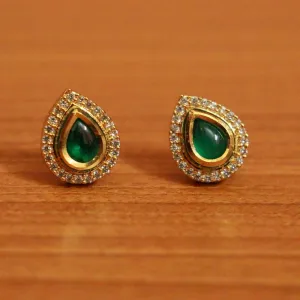 Green Pear Shaped Kundan Look Studs