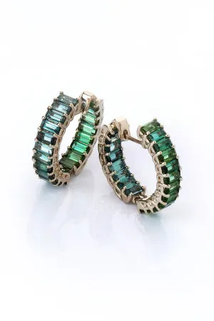 Green Tourmaline Hoop Earrings