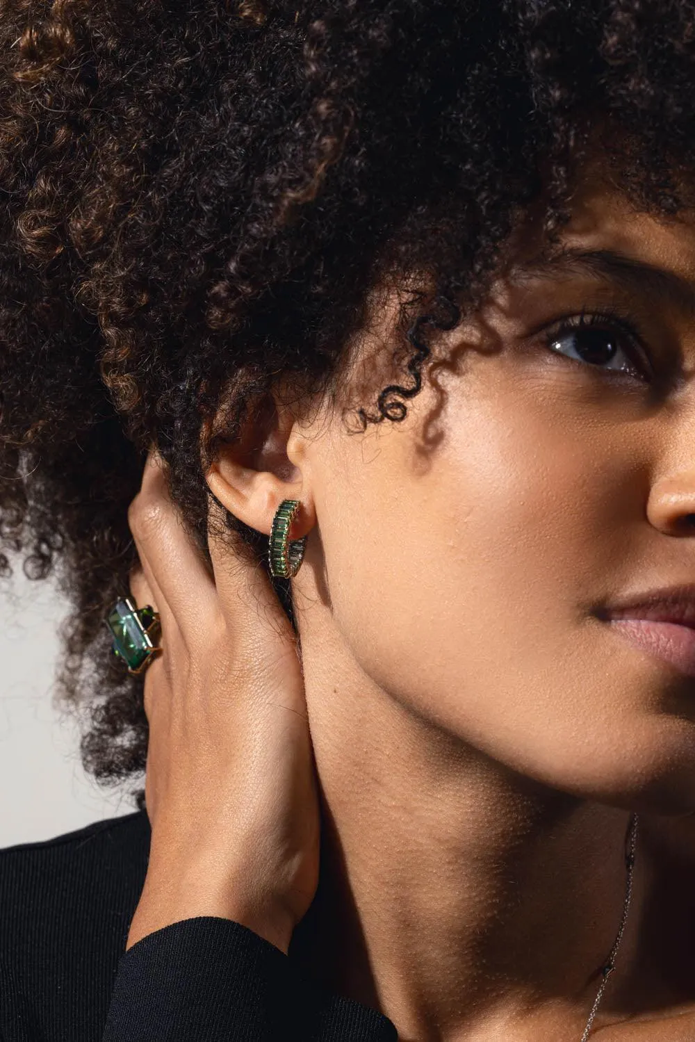 Green Tourmaline Hoop Earrings