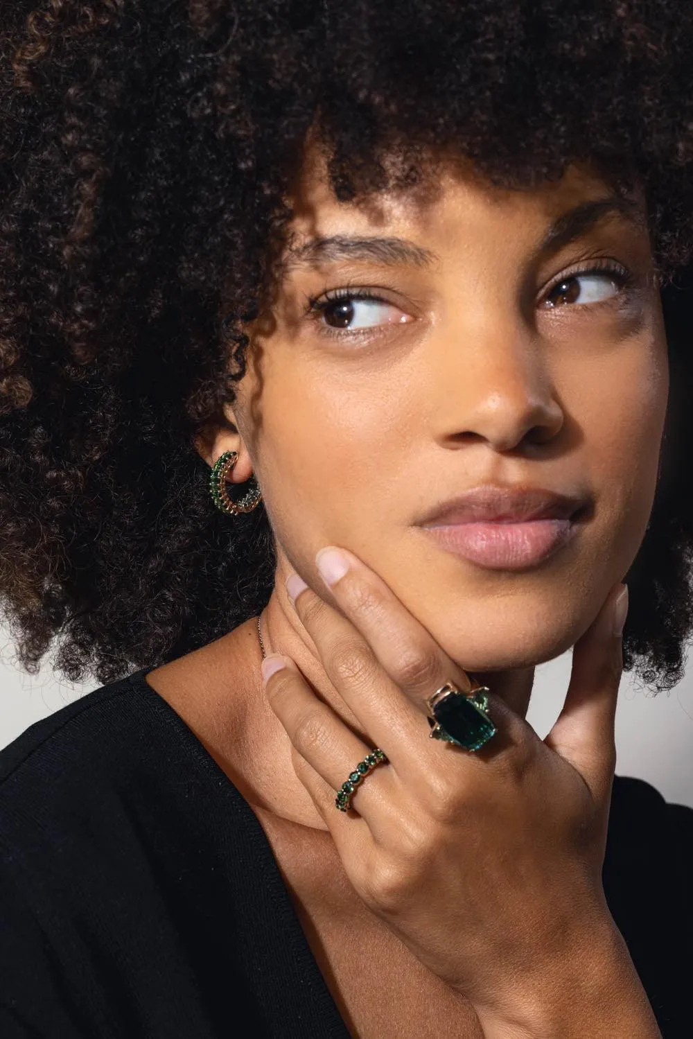 Green Tourmaline Hoop Earrings