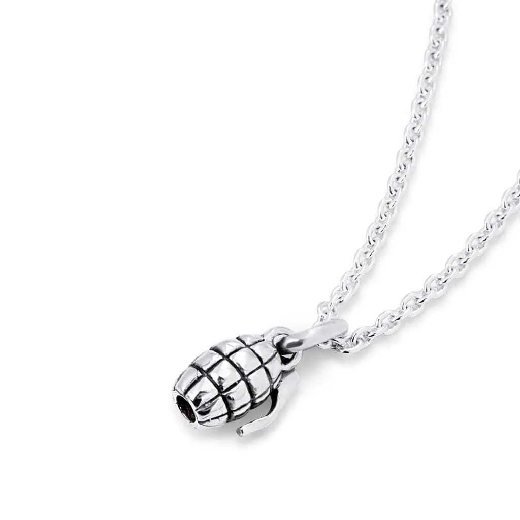 Grenade Necklace In Sterling Silver, 23mm