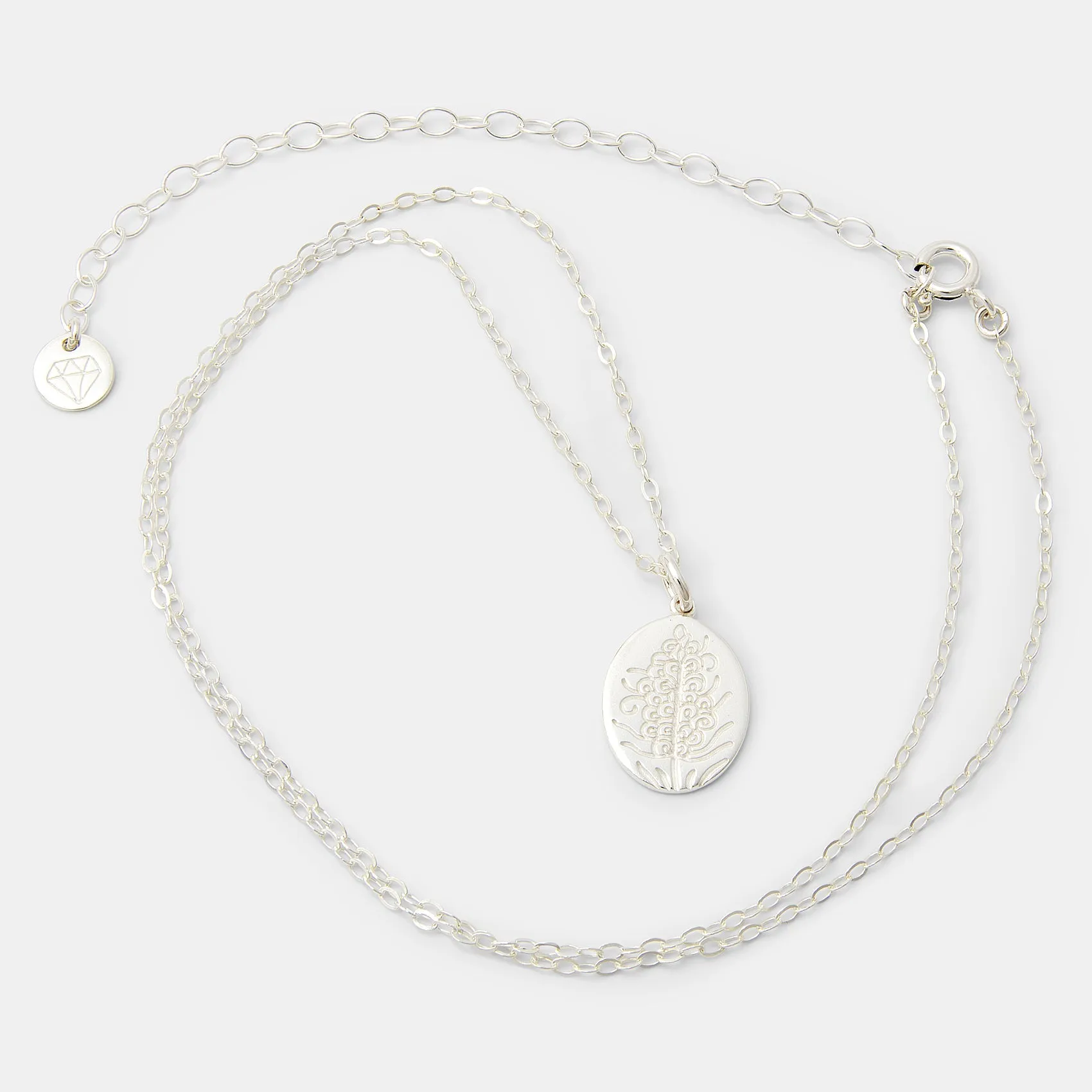 Grevillea Oval Silver Pendant Necklace
