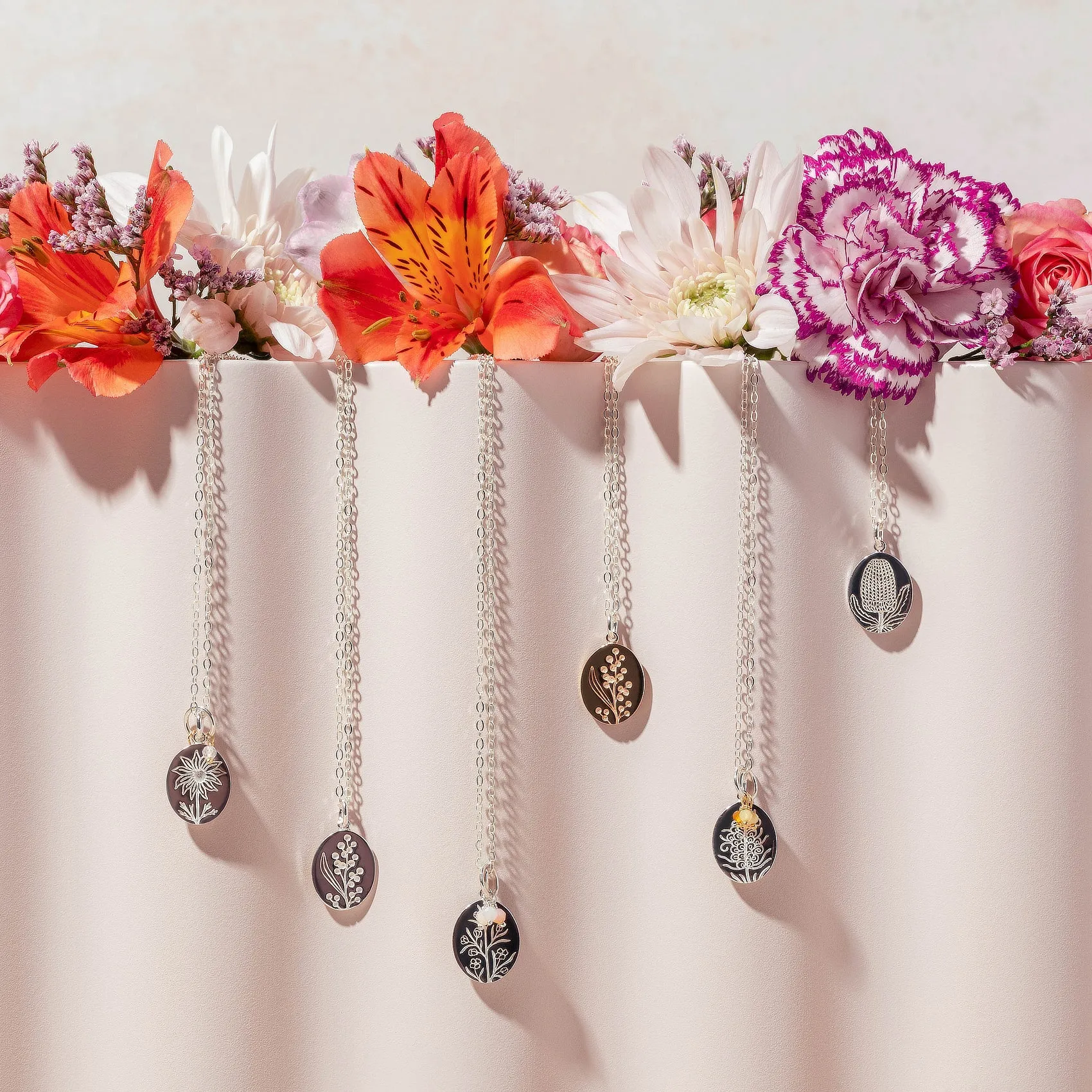 Grevillea Oval Silver Pendant Necklace