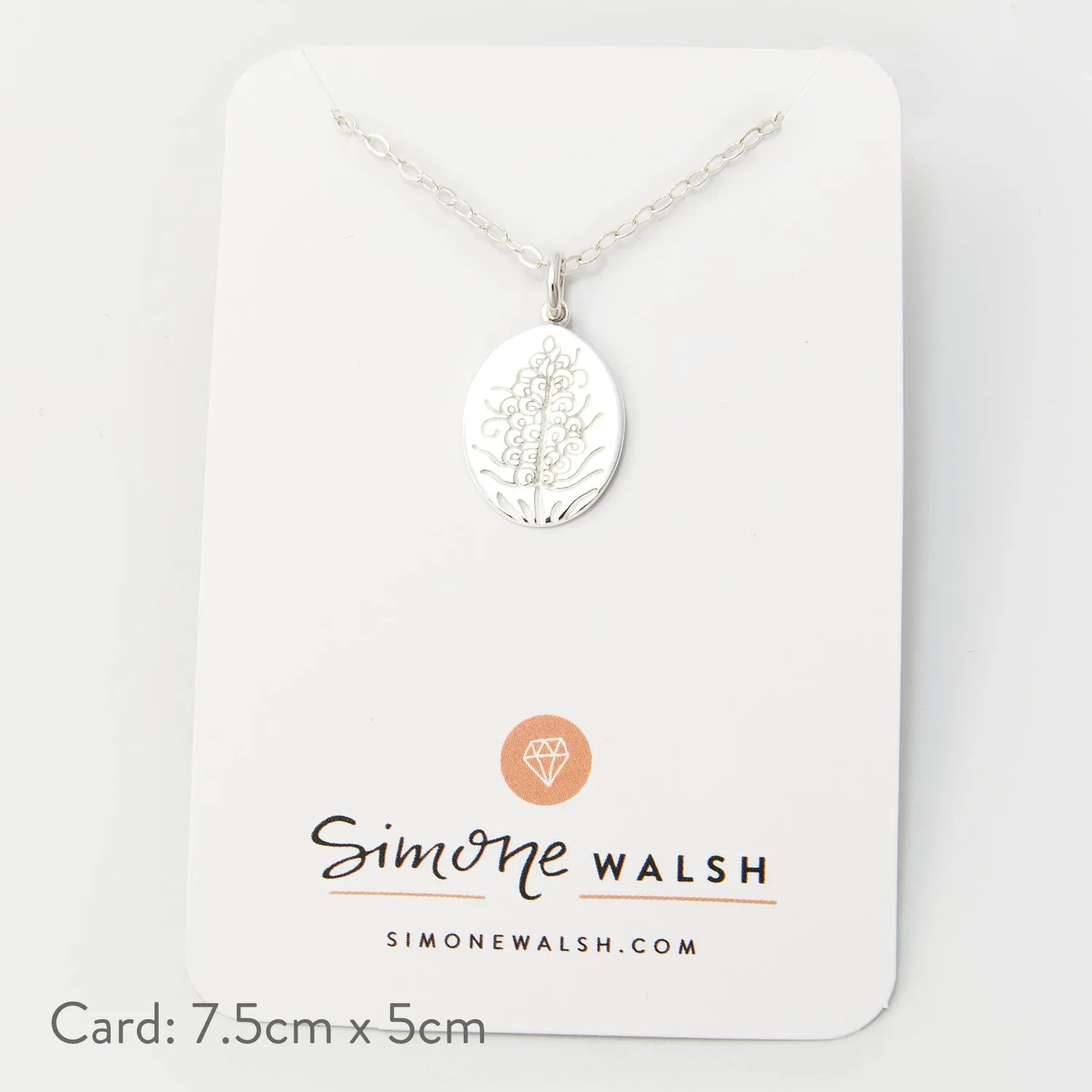Grevillea Oval Silver Pendant Necklace