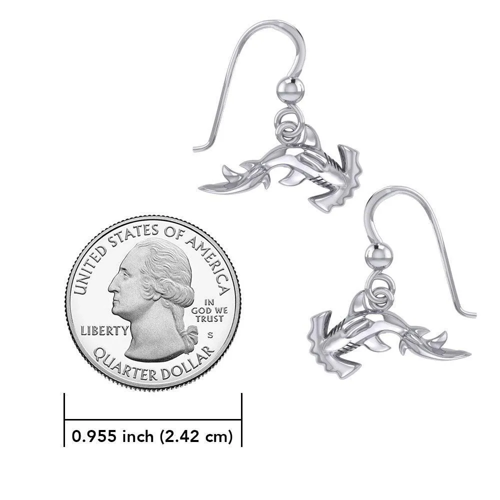 Hammerhead Shark Silver Earrings by Peter Stone