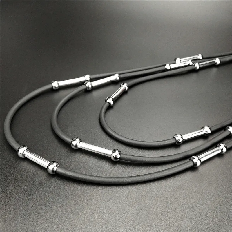 Handmade Rubber Necklaces / Women's Black Rope Jewelry / Bohemia Statement Pendant Necklaces