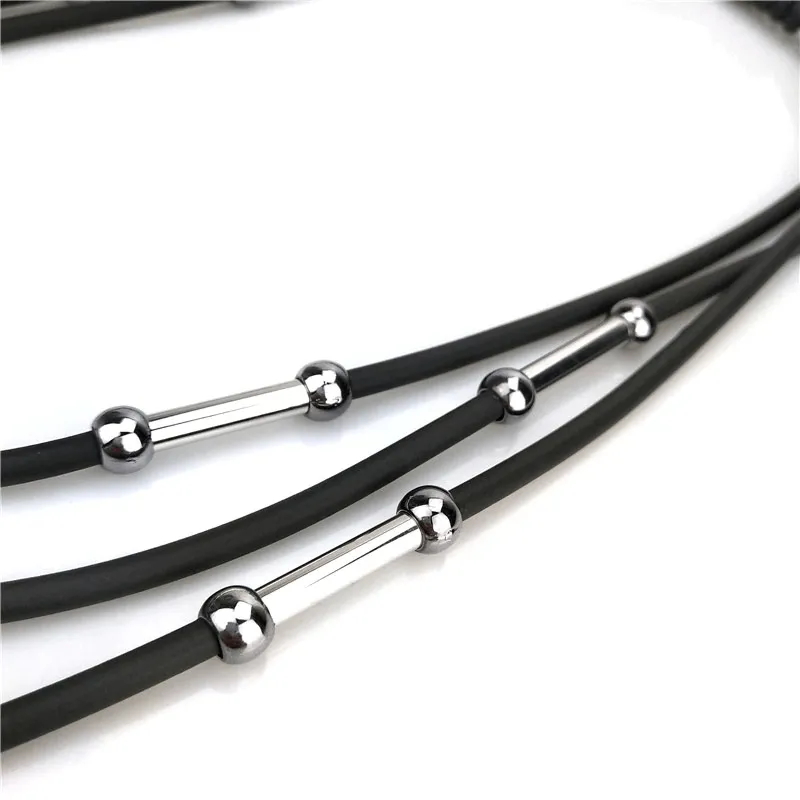Handmade Rubber Necklaces / Women's Black Rope Jewelry / Bohemia Statement Pendant Necklaces