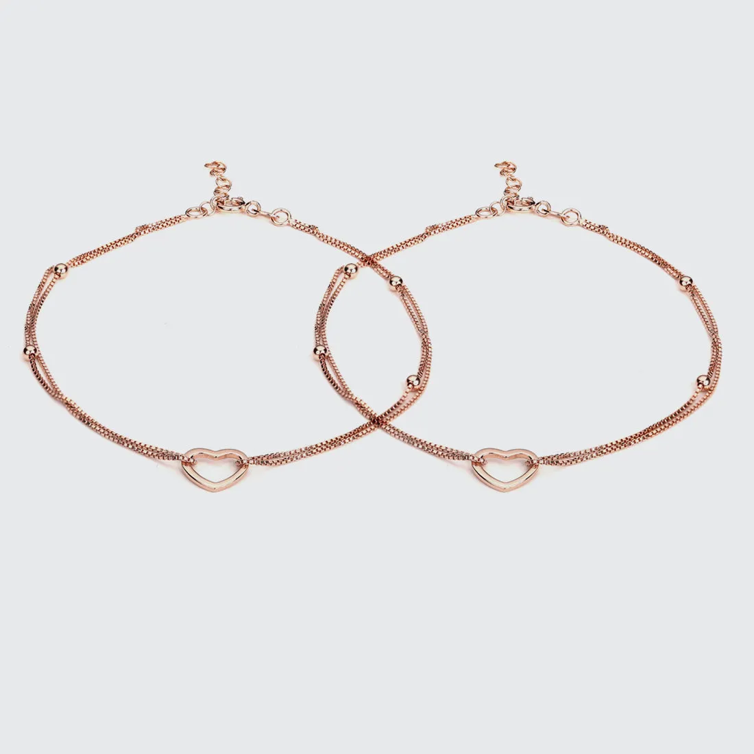 Heart-CZ rose Gold Plated 925 Jewellery Set