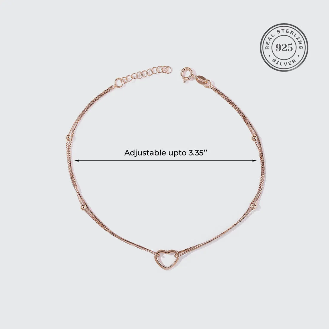 Heart-CZ rose Gold Plated 925 Jewellery Set