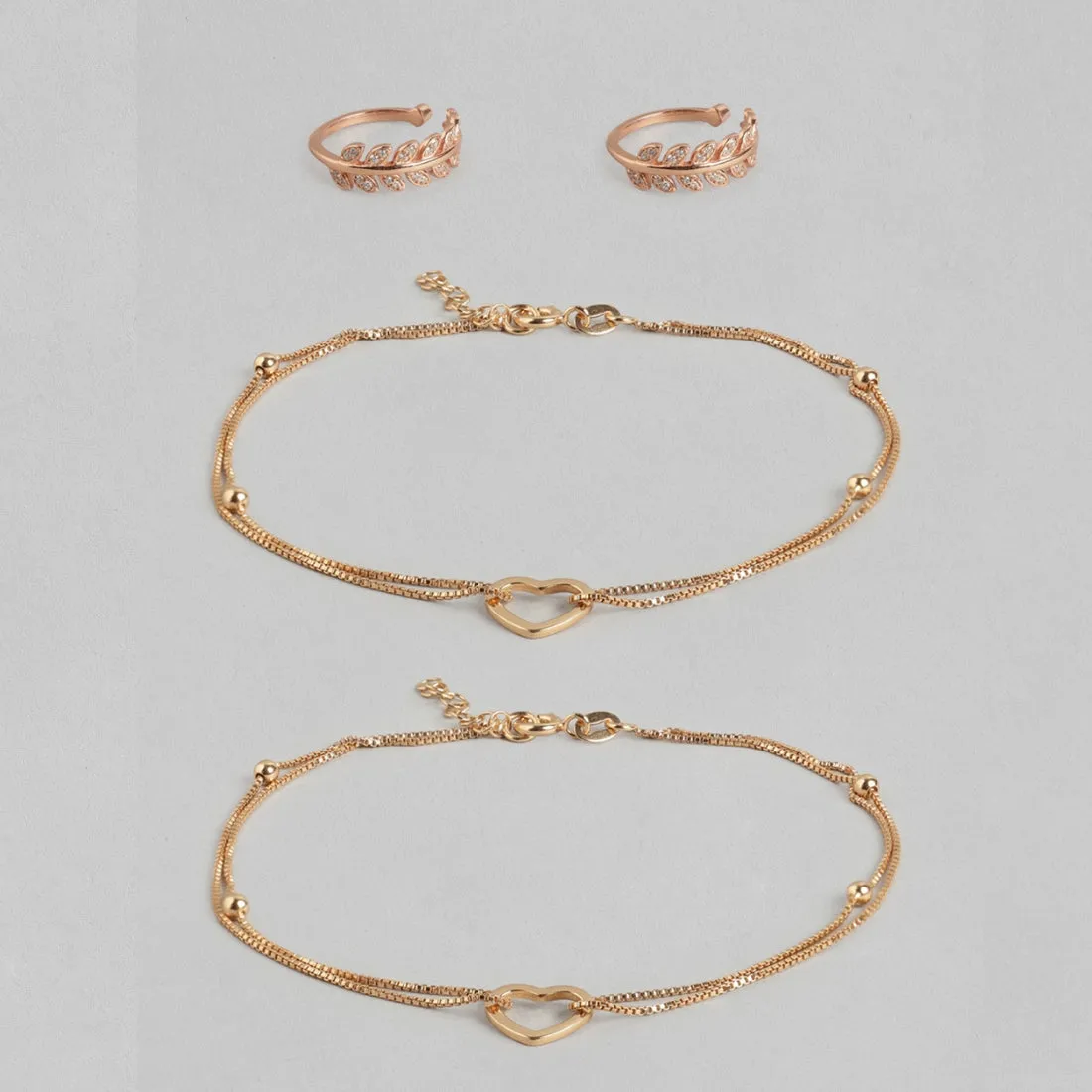 Heart-CZ rose Gold Plated 925 Jewellery Set