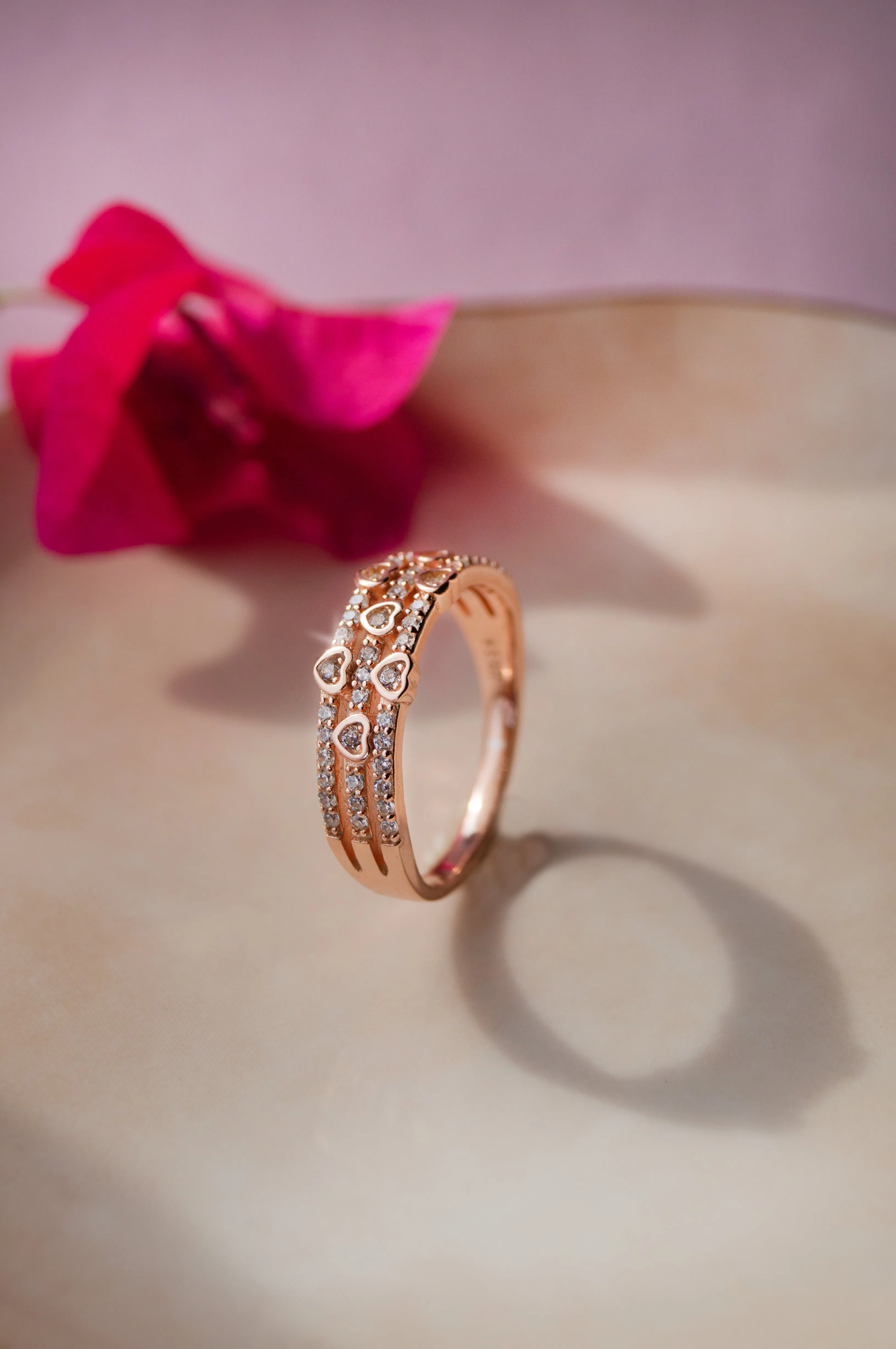 Heart Shower Three Layer Sterling Silver Ring