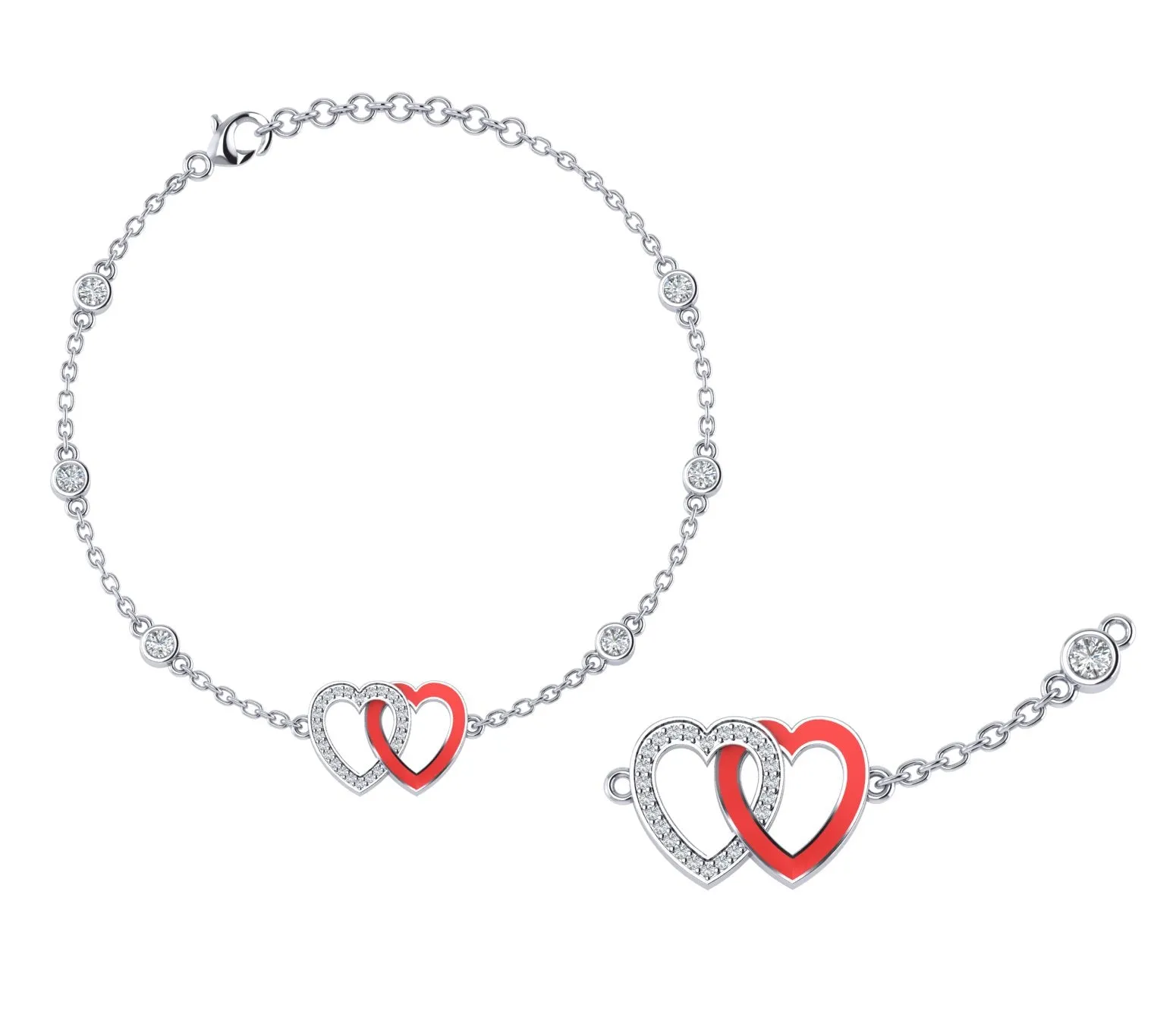 Hearts Sterling Silver Anklet
