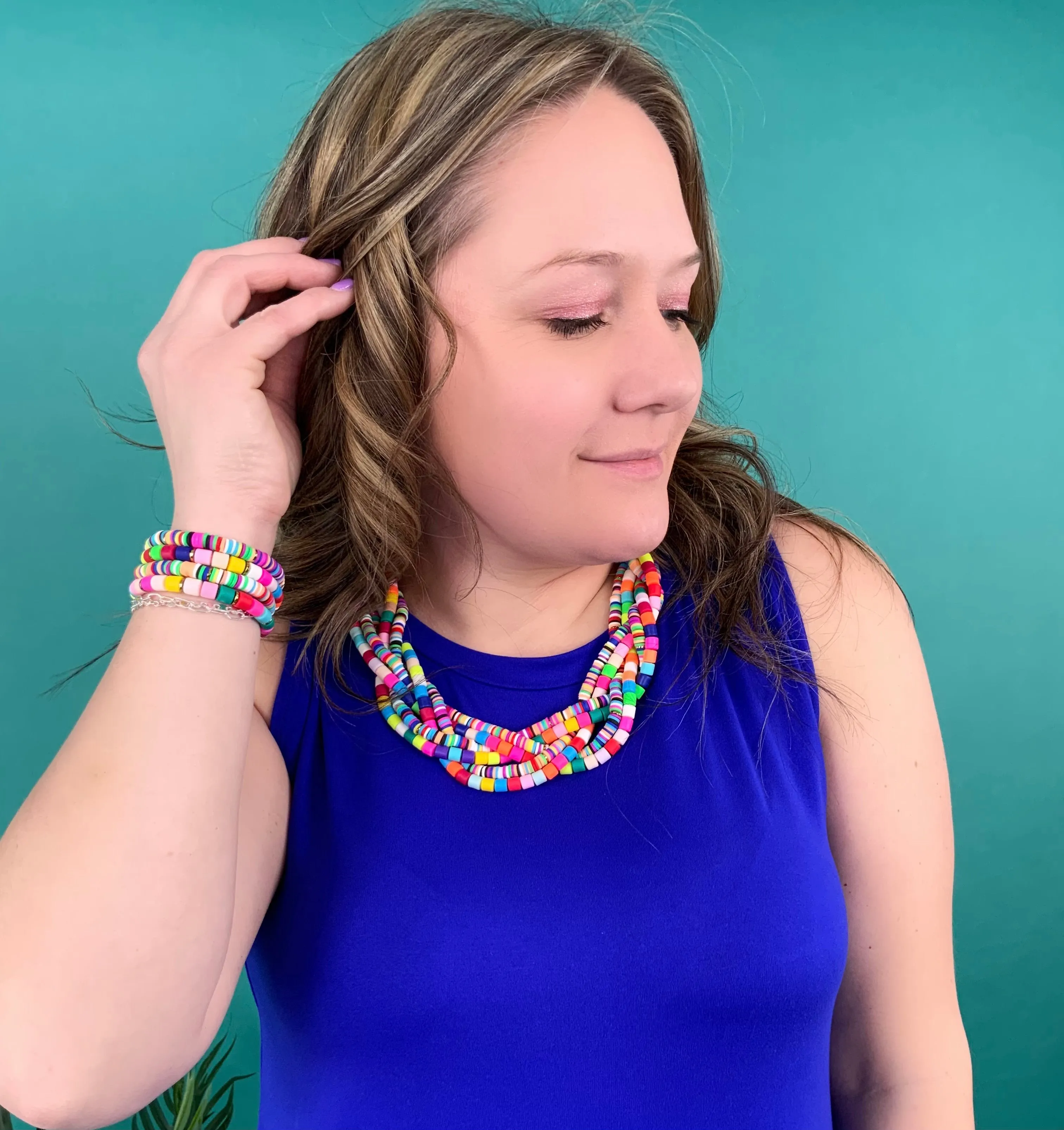 Heishi Braided Statement Necklace in Carnivale