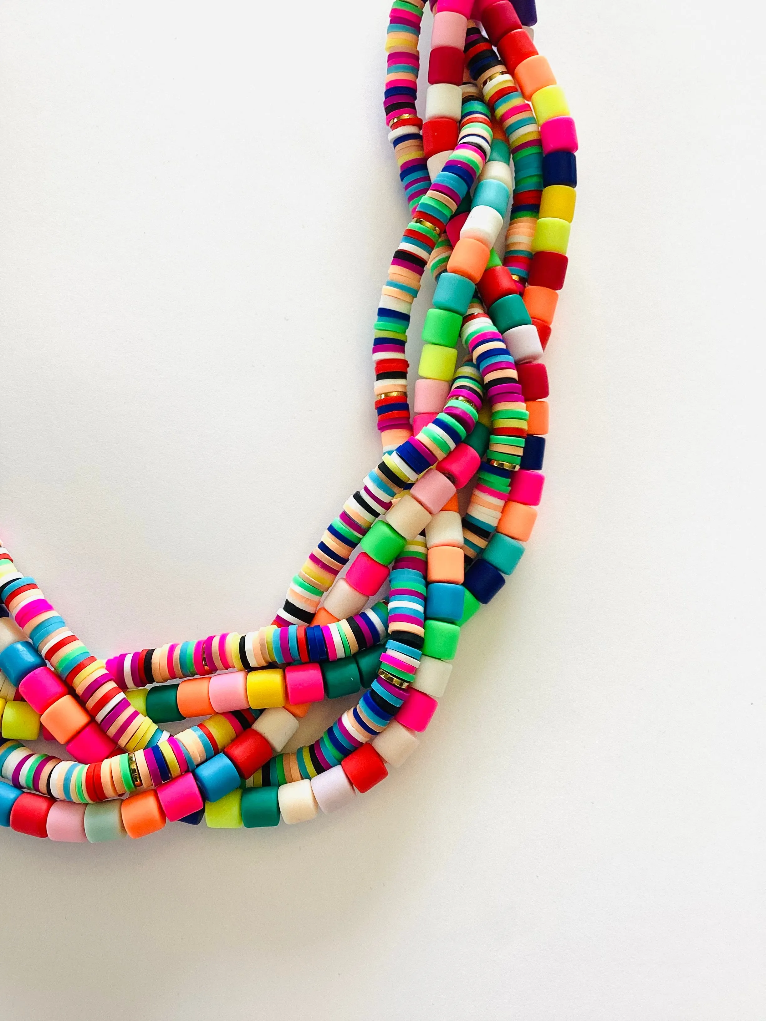 Heishi Braided Statement Necklace in Carnivale