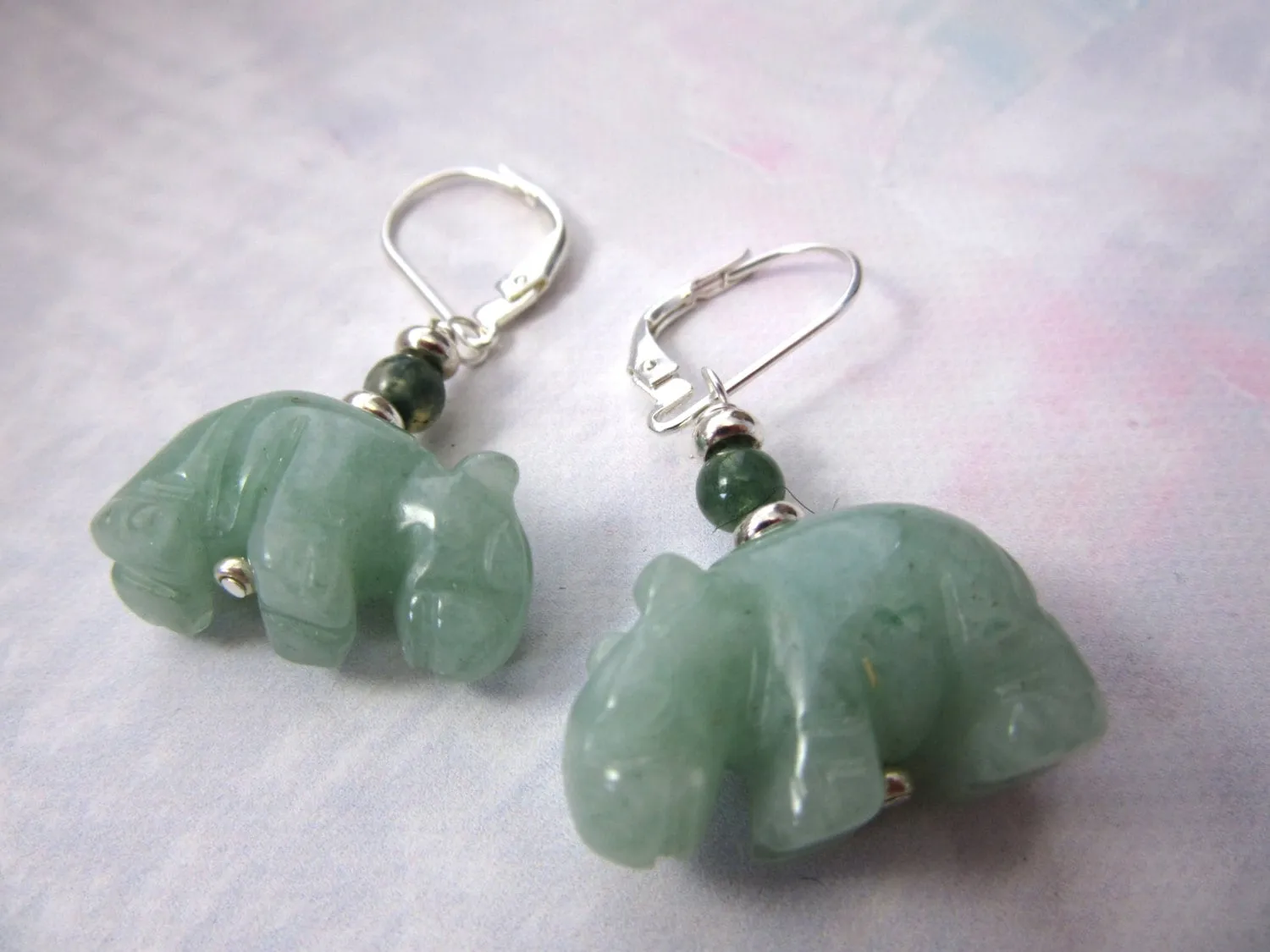 Hippopotamus Jewelry - hippo earrings, green aventurine carved stone, adventuring hippo earrings, carved animal earring for the zoo keeper