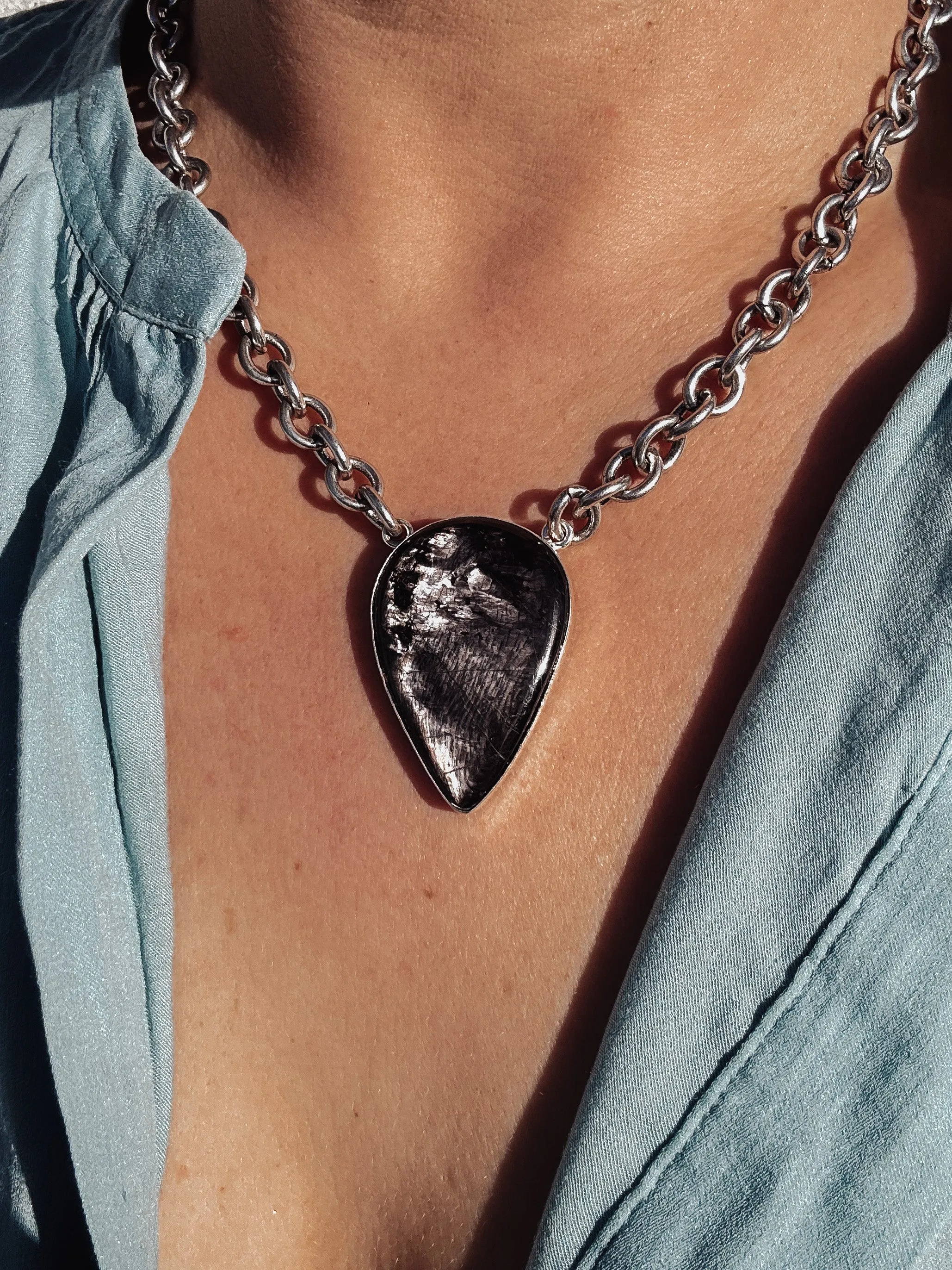Hypersthene Statement Necklace