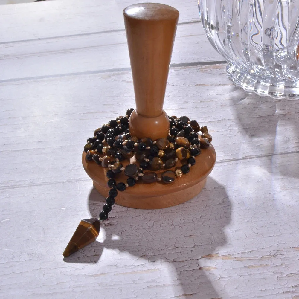Irregular Yellow Tiger Eye Black Onyx Beads Knotted 108 Mala Necklace Meditation Yoga Prayer Rosary