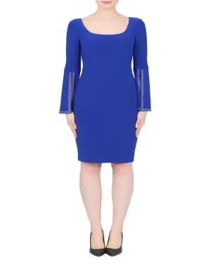 Joseph Ribkoff 3/4 Open Bell Sleeve Dress Royal Sapphire Style 191012