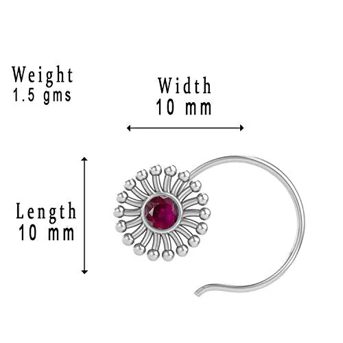 JSAJ RUBY STONE NOSEPIN WIRE NOSEPIN 925 STERLING SILVER FOR GIRLS WOMENS