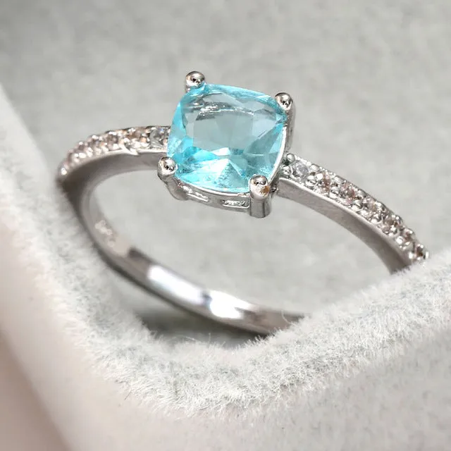 KNOCK high quality Many color Sky Blue Stone Ring Wedding Engagement Gift Luxury Inlaid Stone Ring