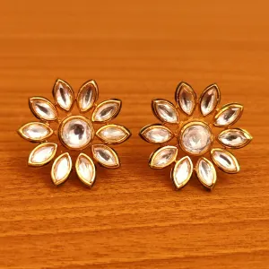 KUNDAN MEENAKARI FLOWER GOLD PLATED STUDS