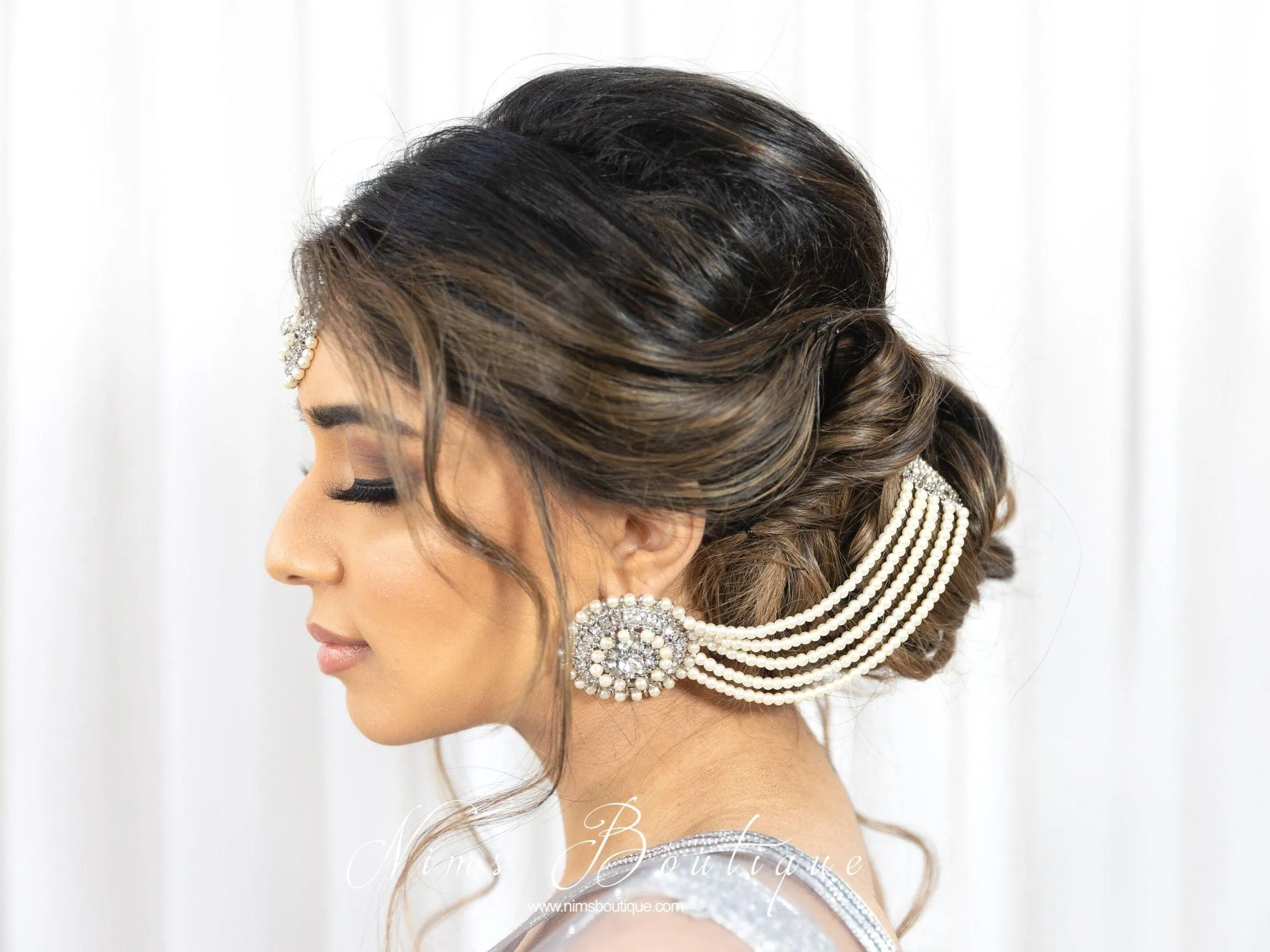 Large Royal Silver Earrings with Saharas & Tikka