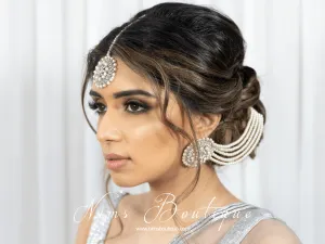 Large Royal Silver Earrings with Saharas & Tikka
