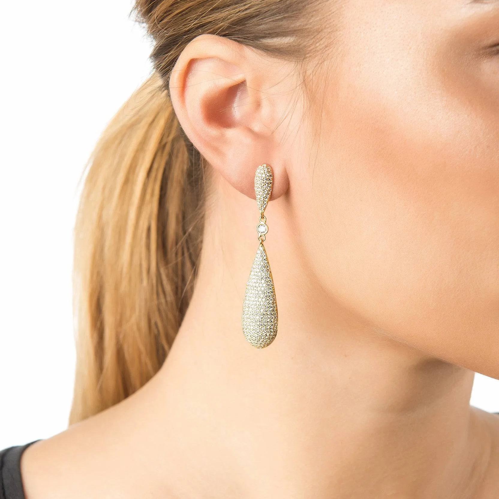 Latelita Long Drop Earrings Dipped in Rose Gold