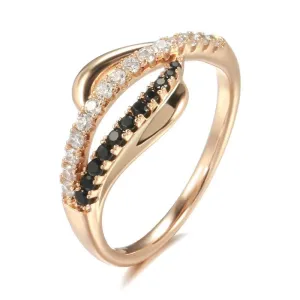 Latest Fashion Gothic Ring For Women with 14K Filled Rose Gold With Black White AAA Zircon Diamonds Trendy Jewellery
