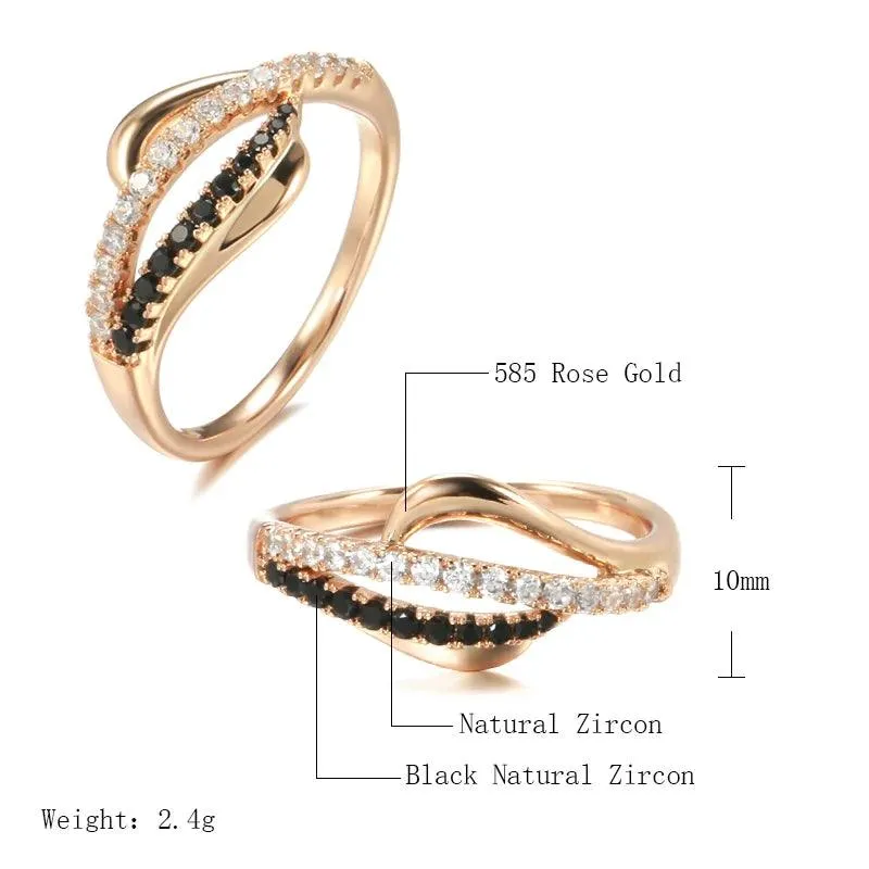 Latest Fashion Gothic Ring For Women with 14K Filled Rose Gold With Black White AAA Zircon Diamonds Trendy Jewellery