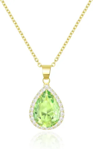 Linawe Crystal Chain Necklace for Women Trendy, Imitation Diamond Pendant, Statement Cubic Zirconia Boho Jewelry Set, 14K Gold/Rose Gold/Silver Birthstone Necklace