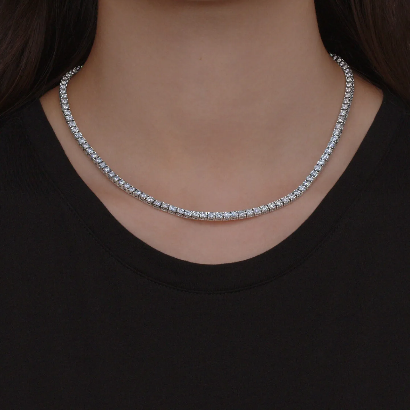 Line Necklace with Diamonds