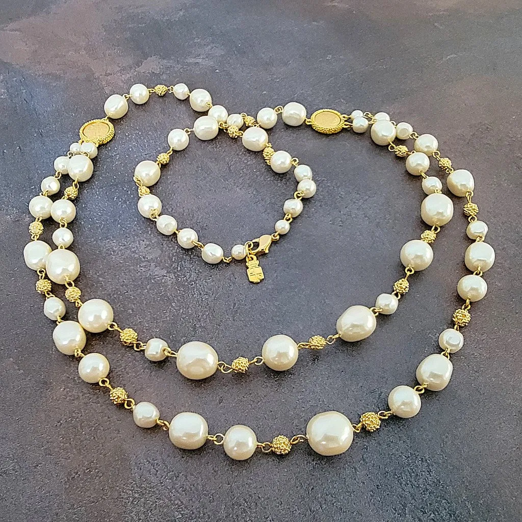 Long Faux Pearl Necklace Liz Claiborne