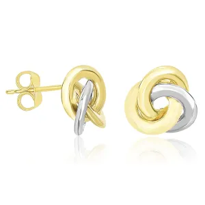 LOVCIA Luxury Glamorous 14k Yellow and White Gold Interwoven Circle Earrings