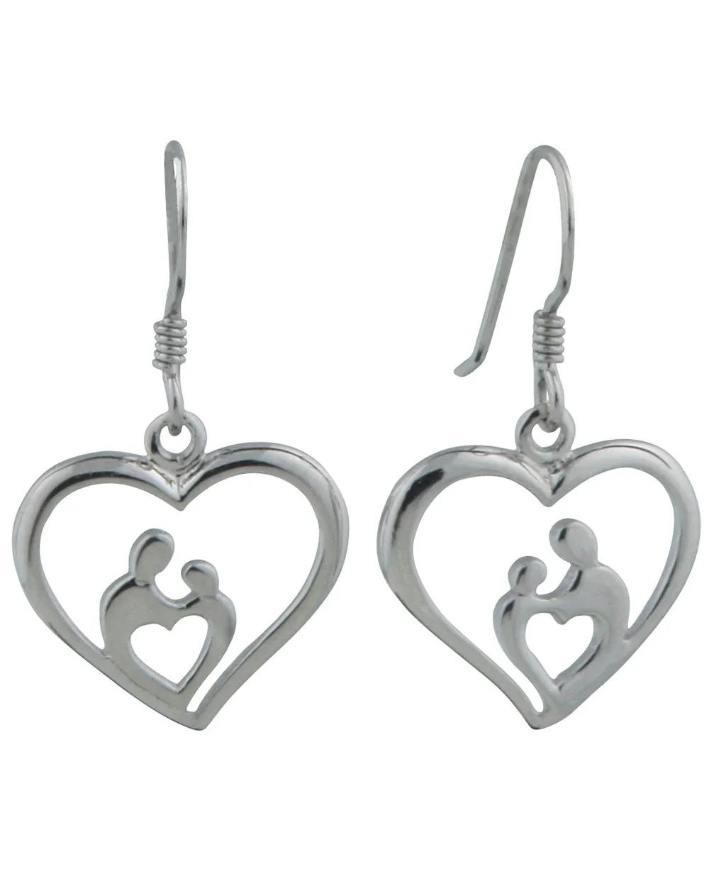 Love You Forever Mom and Child Heart Earrings