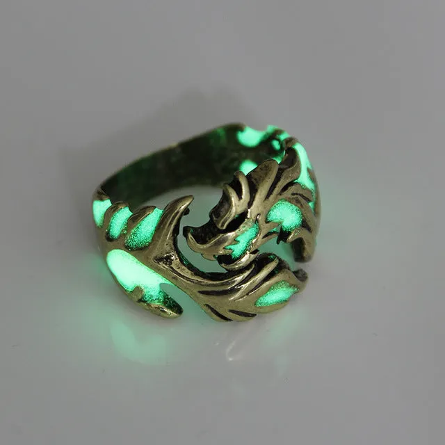 Luminous glow in the dark Dragon Rings for Men or Women