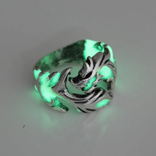 Luminous glow in the dark Dragon Rings for Men or Women