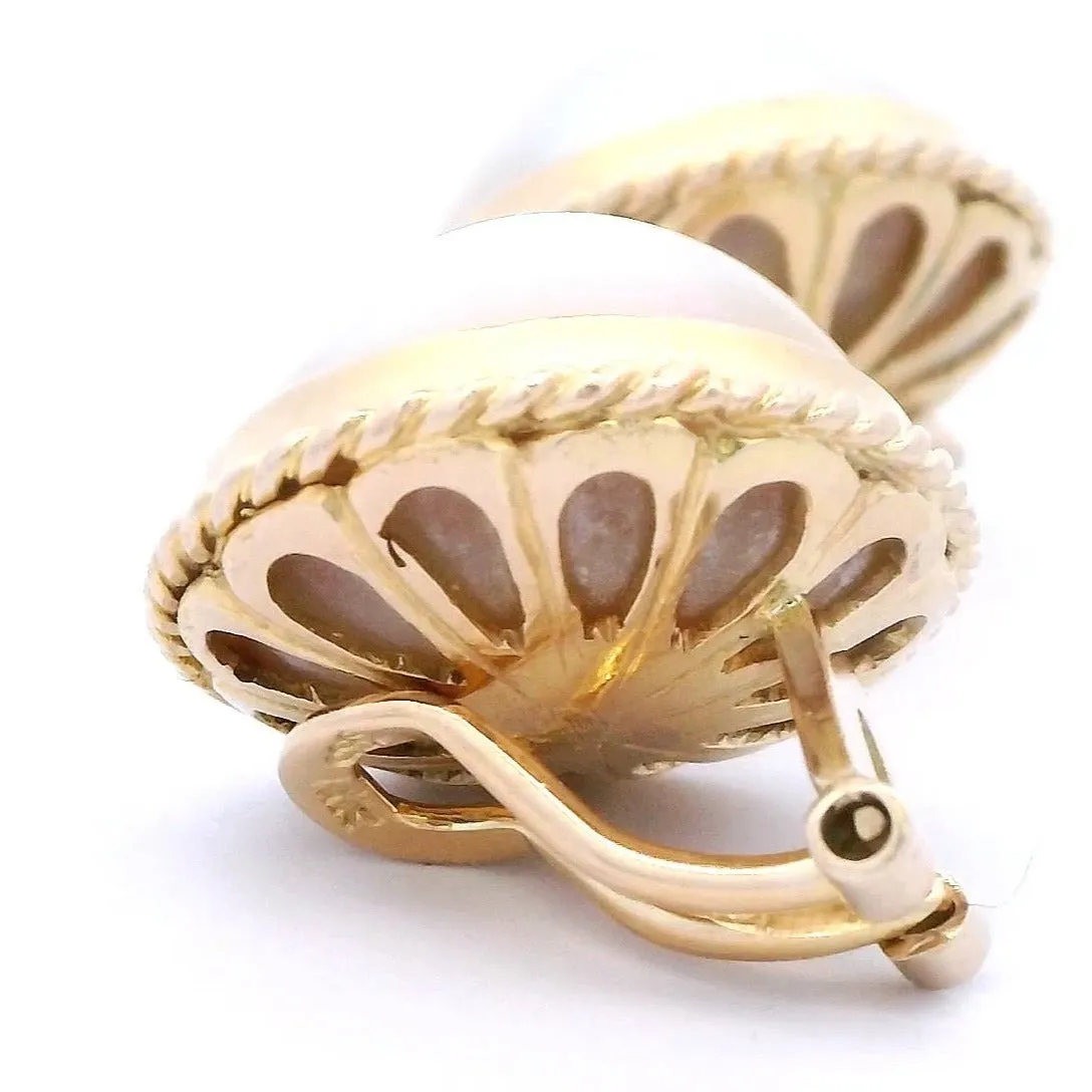 Luxurious 14ct Yellow Gold Pearl Set Clip-On Earrings - Perfect for Weddings
