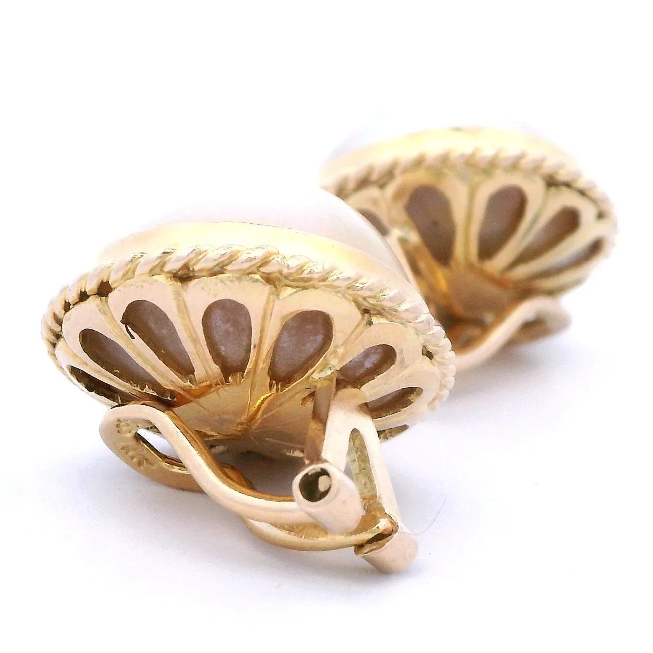 Luxurious 14ct Yellow Gold Pearl Set Clip-On Earrings - Perfect for Weddings