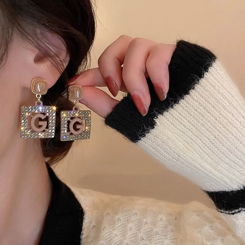 Luxurious Women's Rhinestone Tassel Dangle Stud Earrings
