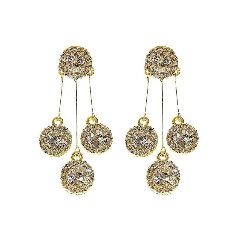 Luxurious Women's Rhinestone Tassel Dangle Stud Earrings